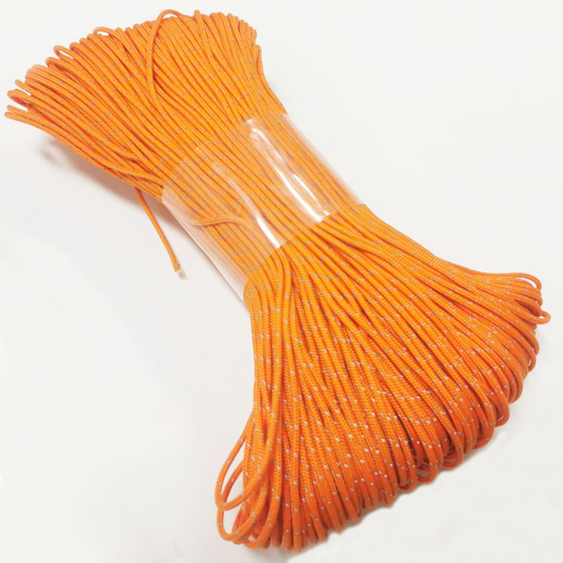 Outdoor Camping Extension Cord - Orange Dia.2mmReflective Paracord,3 Strand Paracord Rope