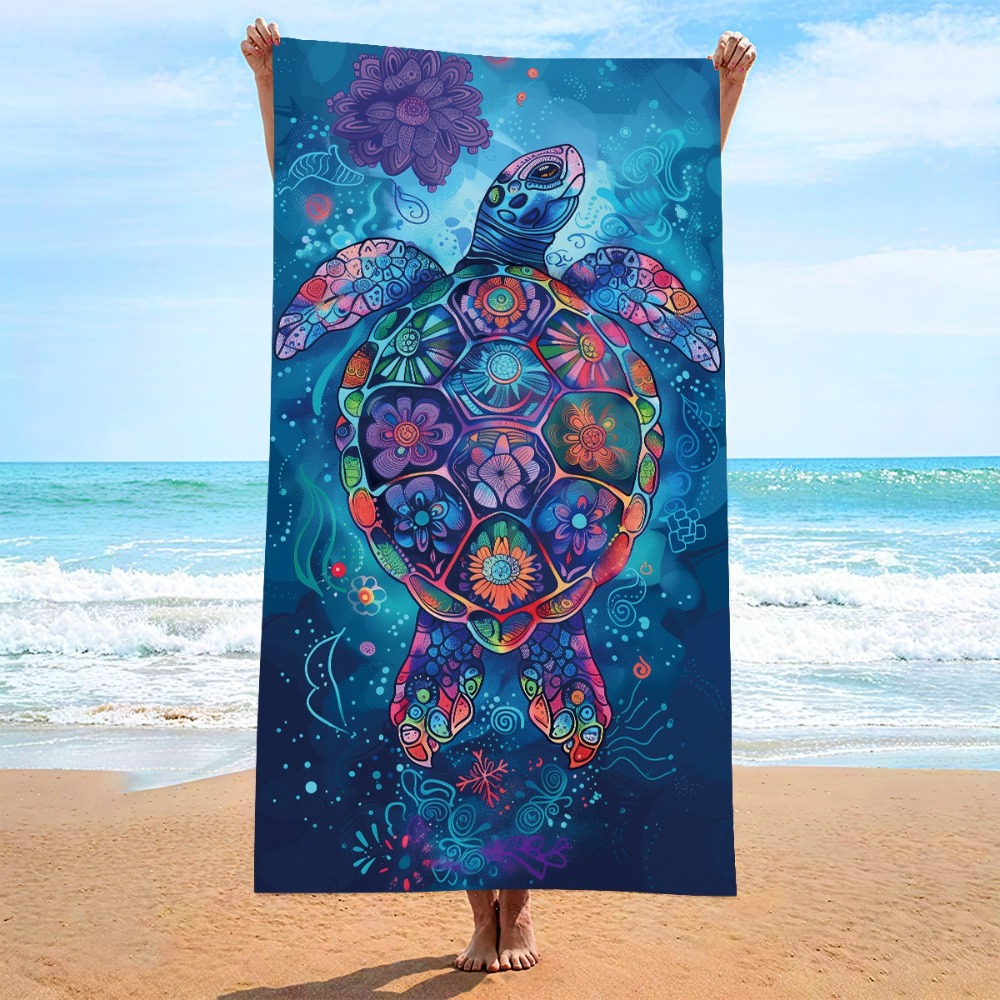Camp Towel Microfiber - Colorful Sea Turtle Beach Towel 39x71inch