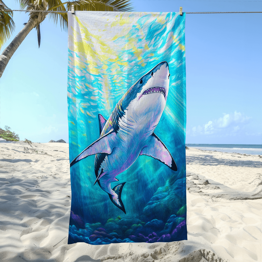 Camp Towel Microfiber - 1pc Shark Pattern Sand-Proof Microfiber Beach