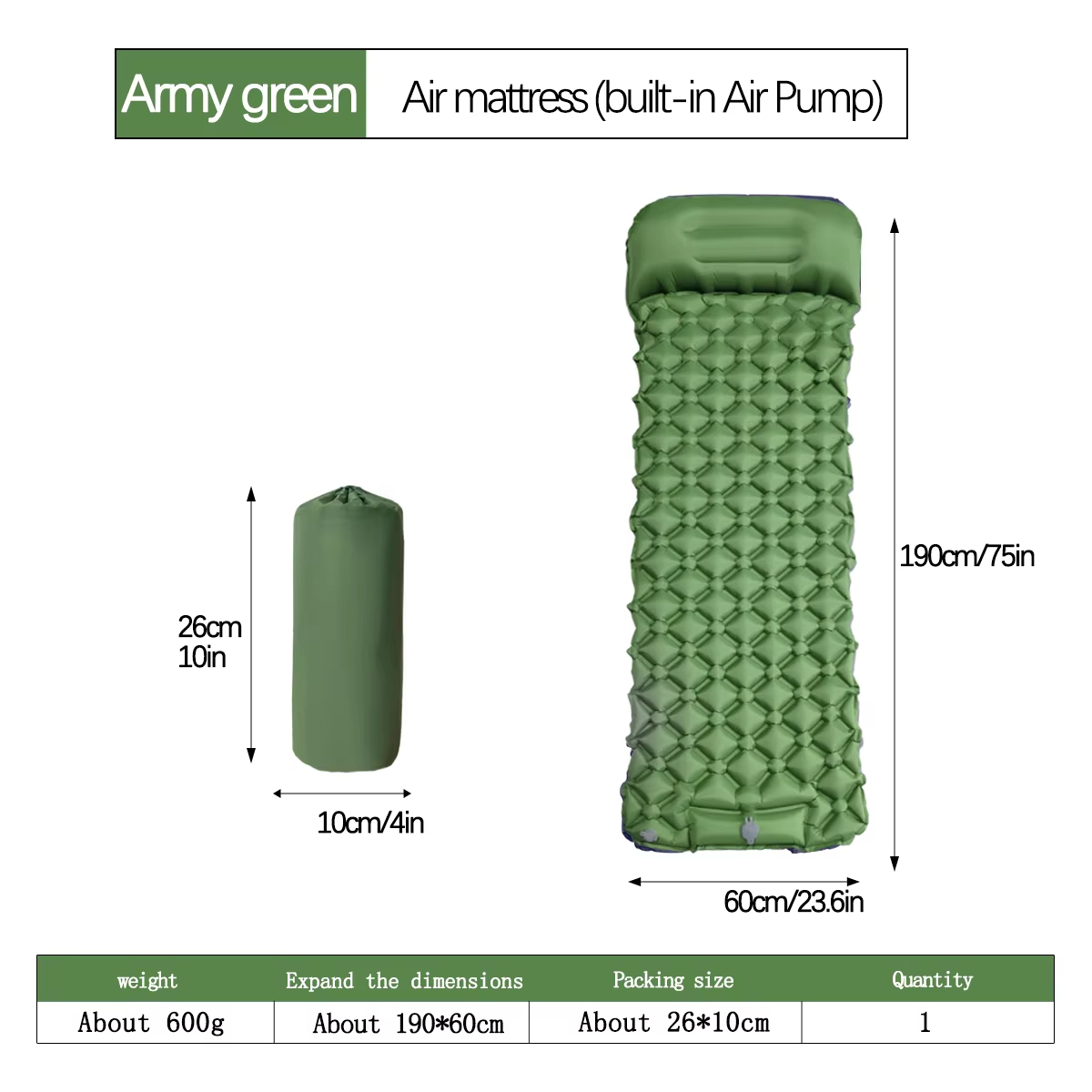 190*60cm Outdoor Camping Infla - Outdoor Camp recension och pris