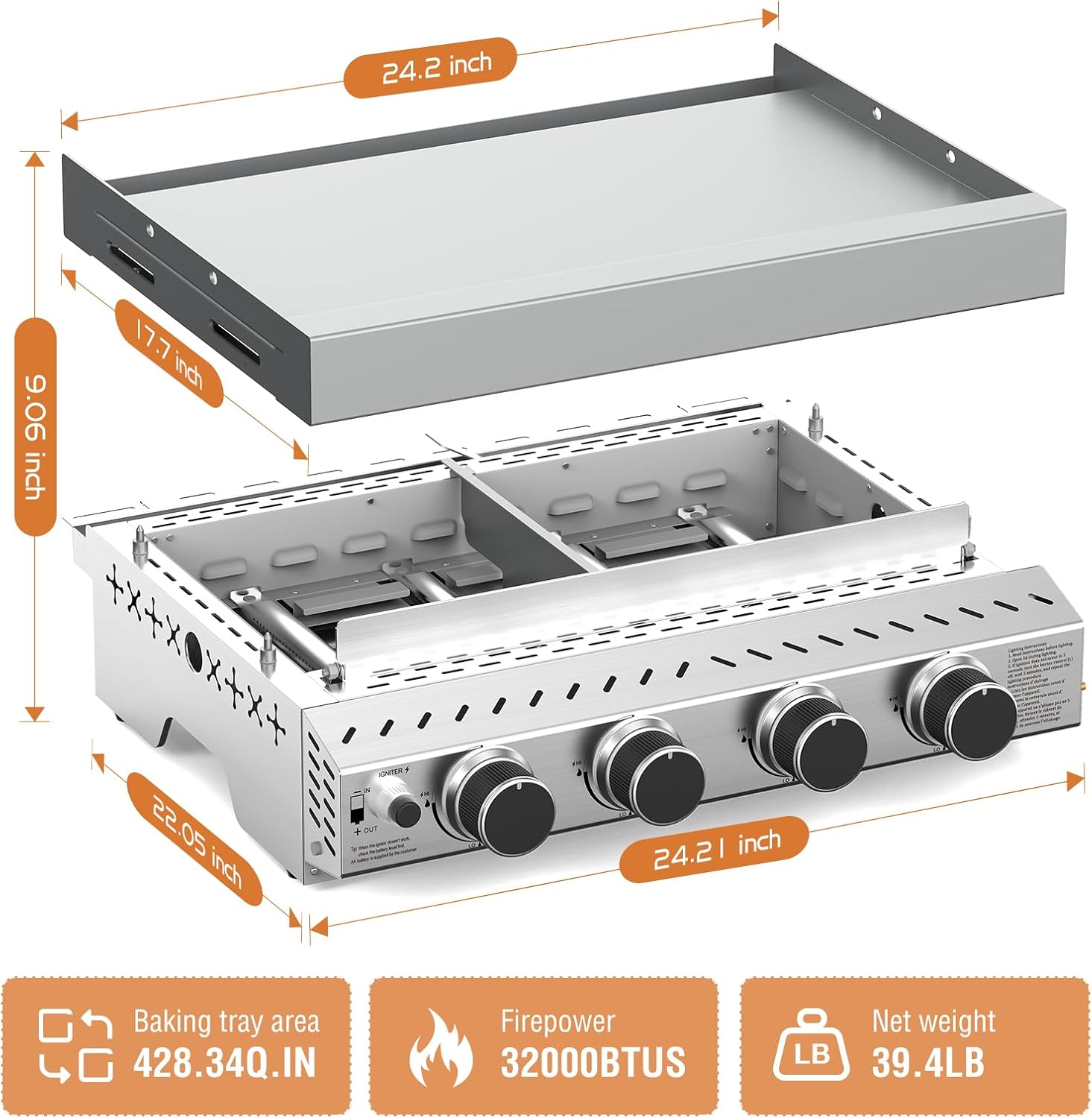 Portable 4 Burner Stainless St - Outdoor Camping Bbq recension och pris