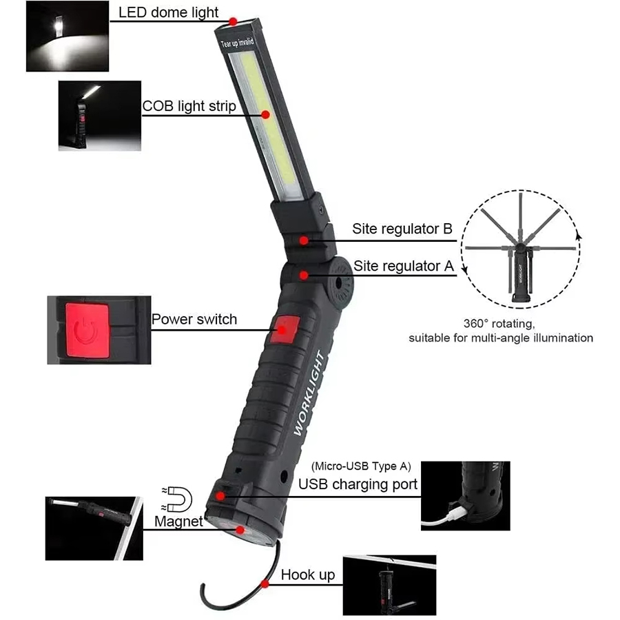 Portable LED Flashlight with M - Outdoor Camping Bbq recension och pris