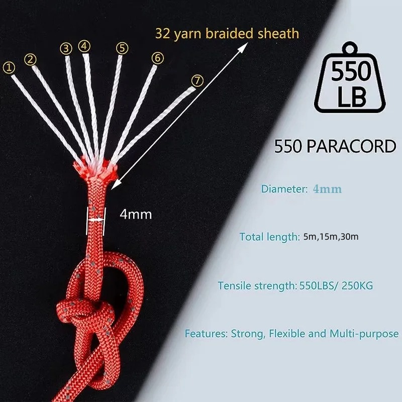 Reflective Paracord 550 Milita - Outdoor Camping Extension Cord recension och pris